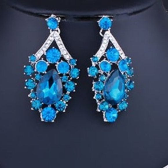 NS23 | Blue Evening Glam Jewelry Prom Wedding Set - Picture 2 of 3